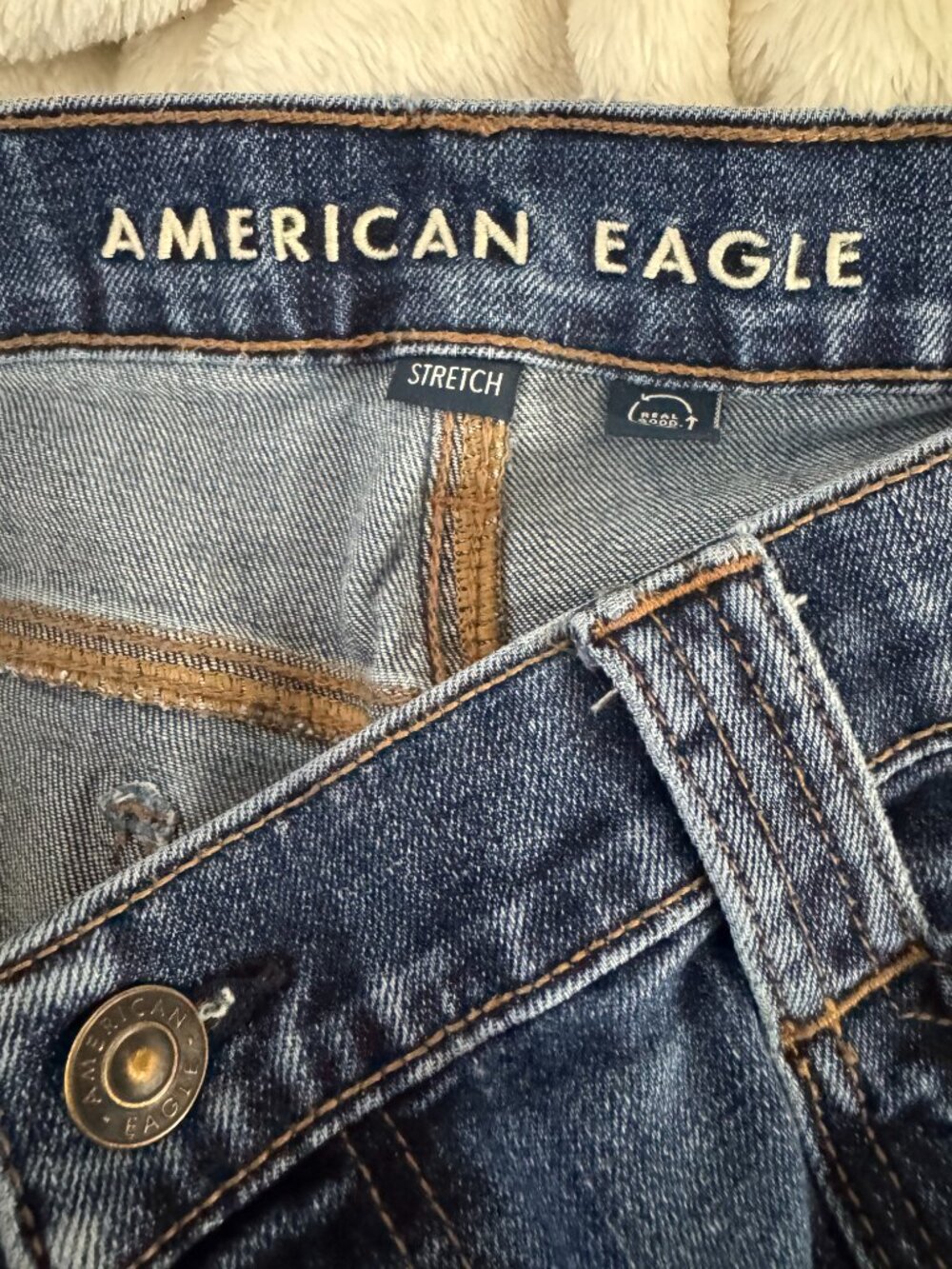 American Eagle Stovepipe Stretch Jeans Size 14 Regular Medium Wash Denim - Picture 8 of 10
